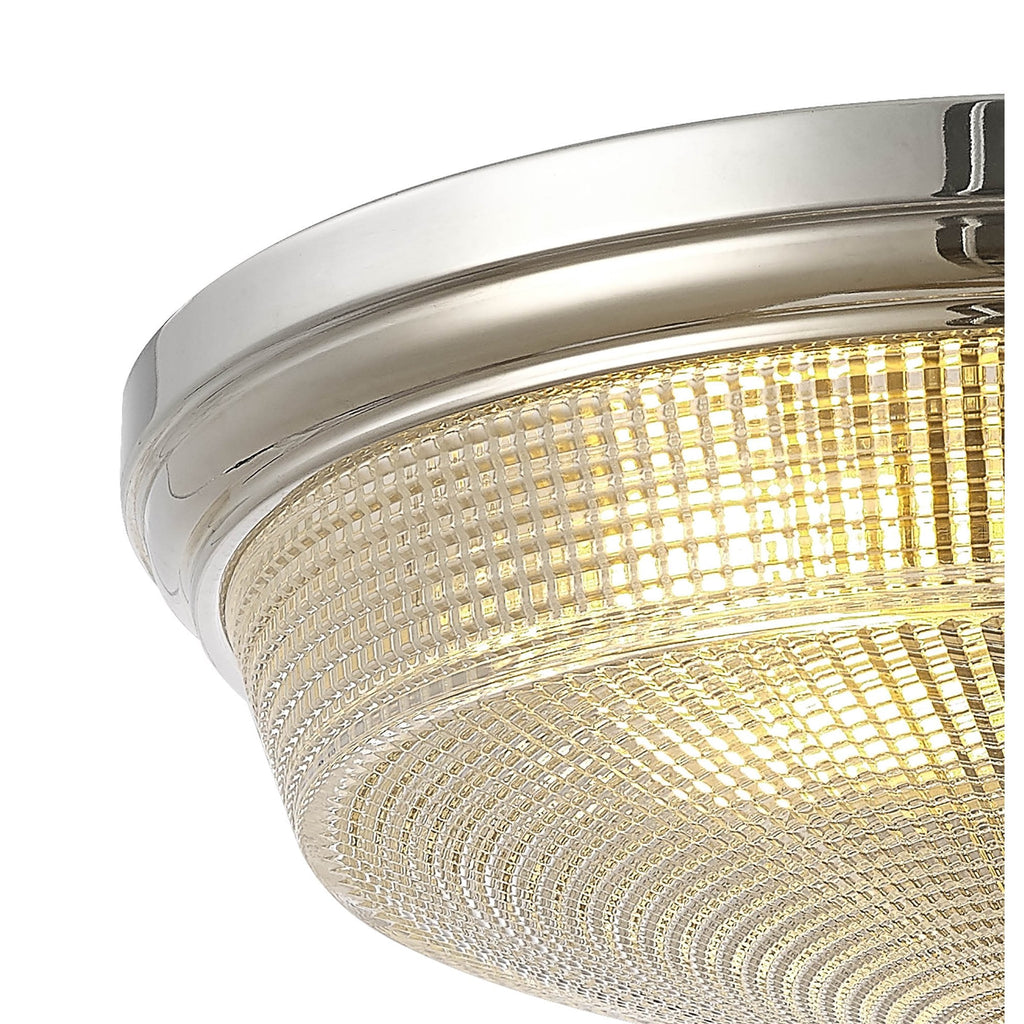 NL86089 Sakkas 2 Light Flush Ceiling Light Polished Nickel