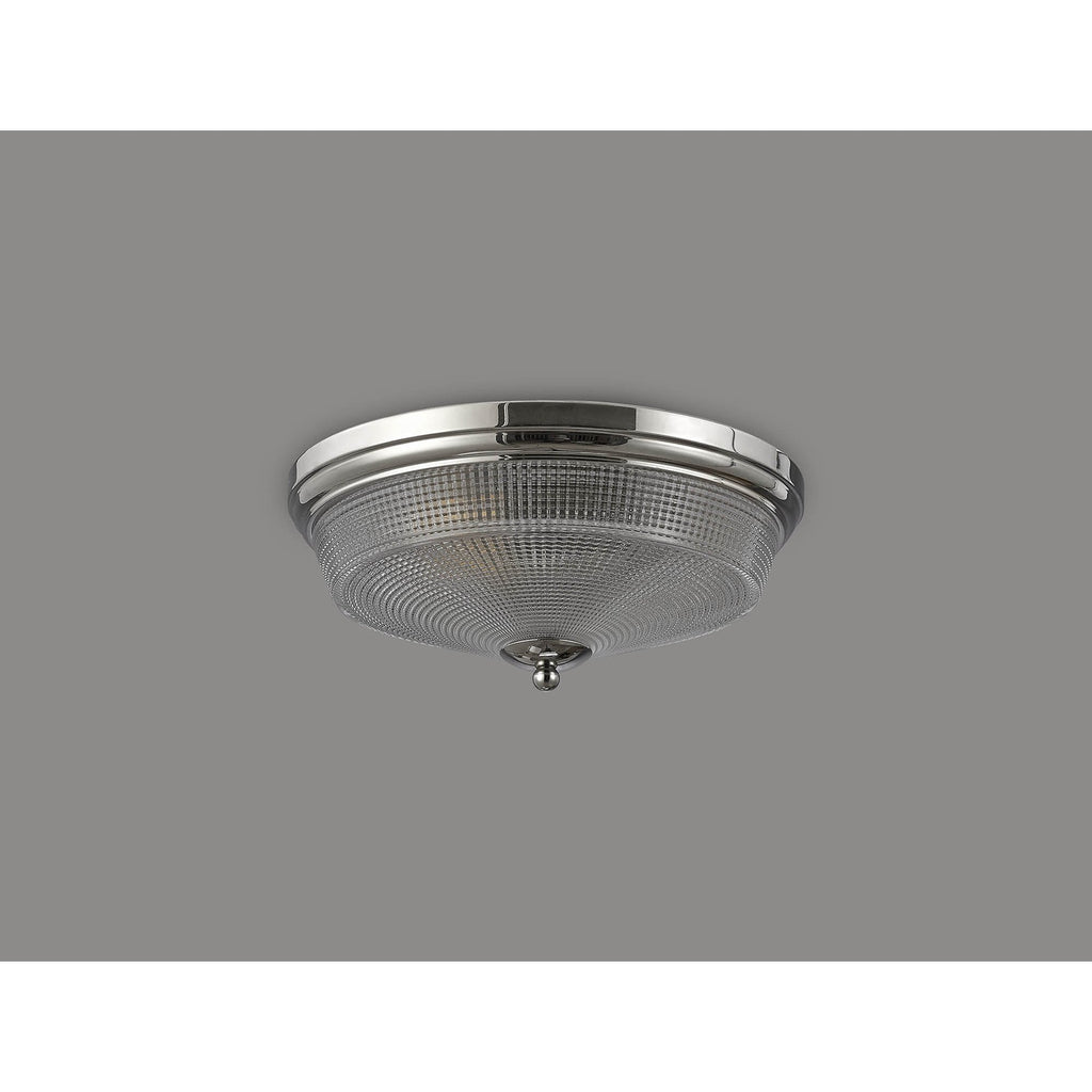 NL86089 Sakkas 2 Light Flush Ceiling Light Polished Nickel