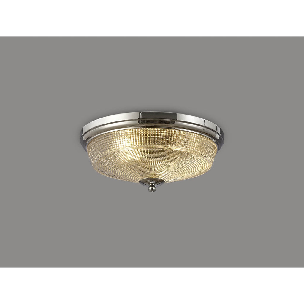 NL86089 Sakkas 2 Light Flush Ceiling Light Polished Nickel