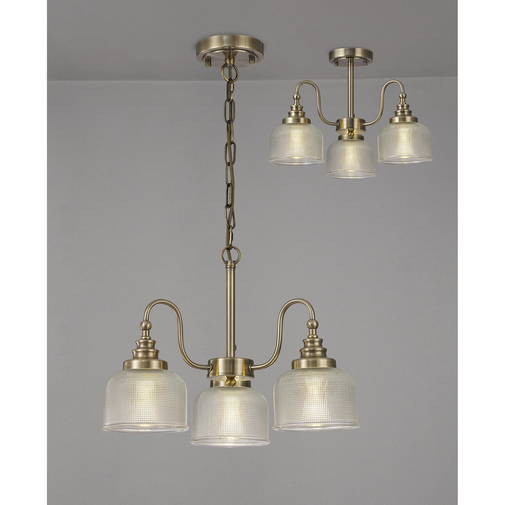 NL86179 Sakkas 3 Light Pendant/Ceiling Light Antique Brass