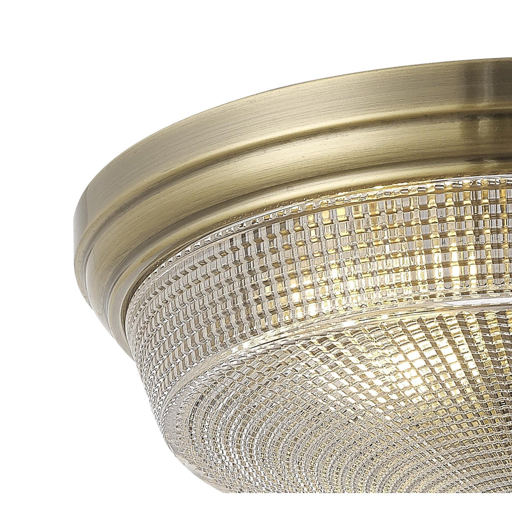 NL86209 Sakkas 2 Light Flush Ceiling Light Antique Brass