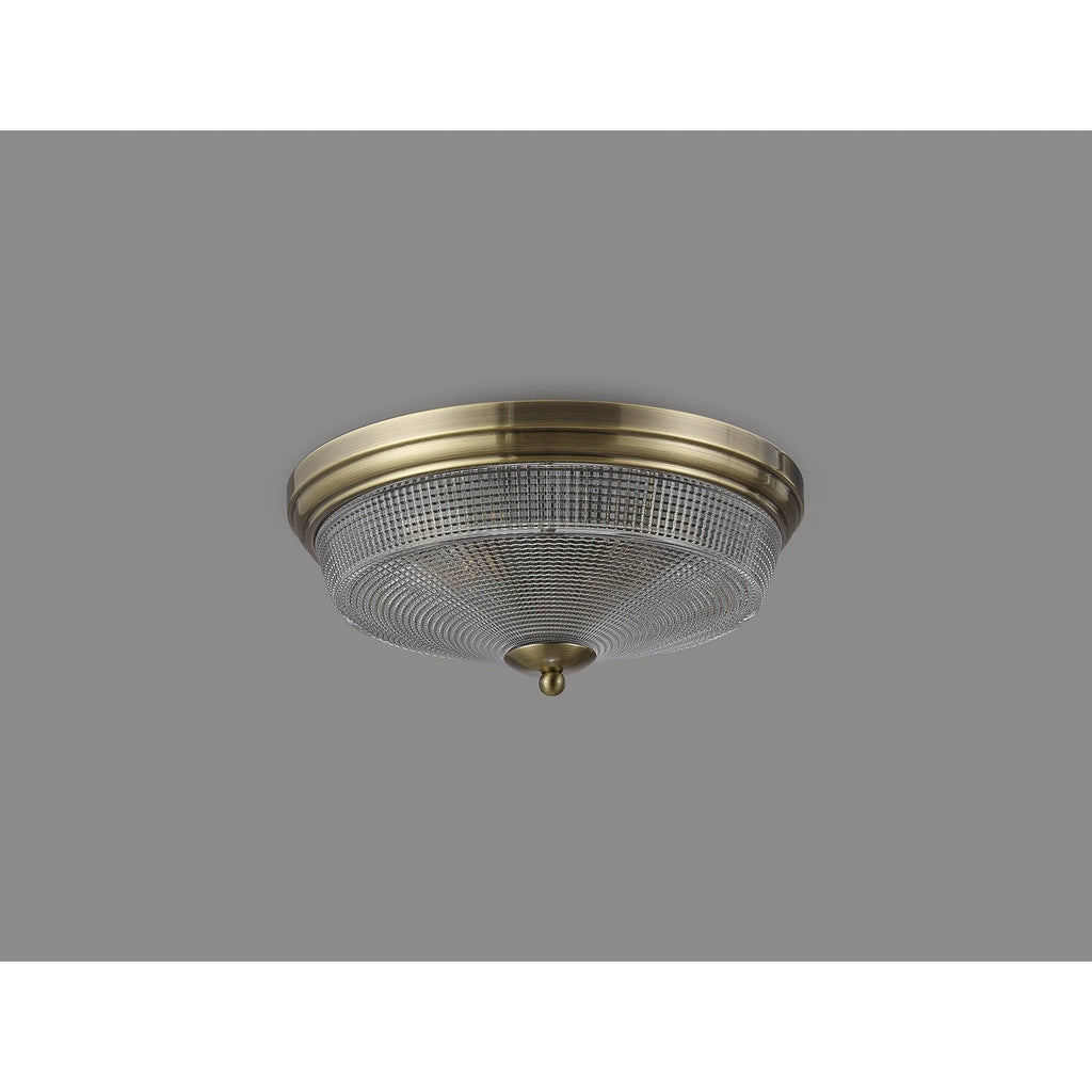 NL86209 Sakkas 2 Light Flush Ceiling Light Antique Brass