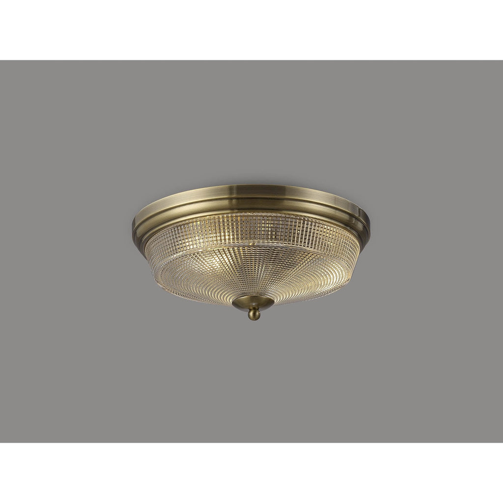 NL86209 Sakkas 2 Light Flush Ceiling Light Antique Brass