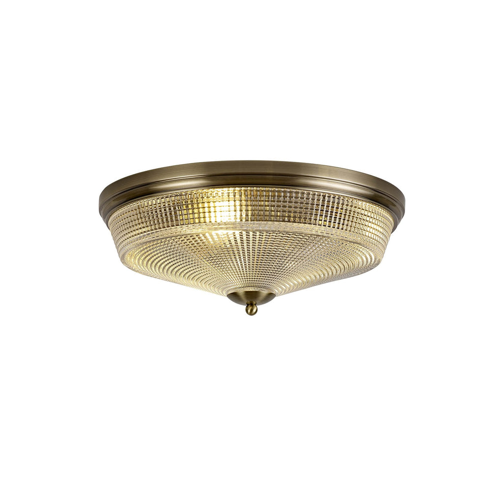 NL86219 Sakkas 3 Light Flush Ceiling Light Antique Brass