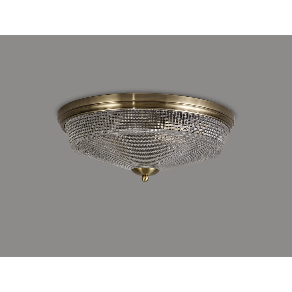 NL86219 Sakkas 3 Light Flush Ceiling Light Antique Brass