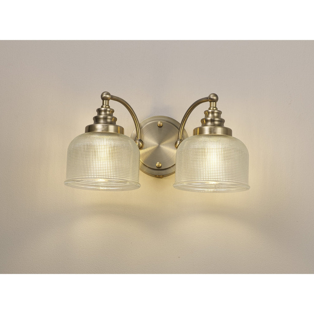 NL86239 Sakkas 2 Light Wall Light Antique Brass