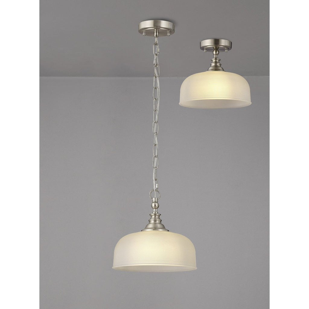 NL86269 Sakkas 1 Light Pendant/Ceiling Light Satin Nickel Frosted