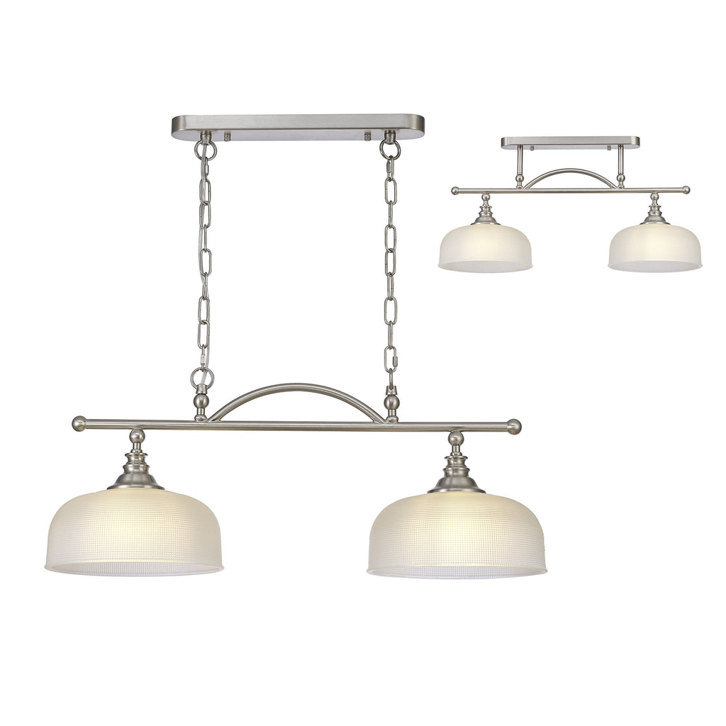 NL86279 Sakkas 2 Light Pendant/Ceiling Light Satin Nickel Frosted