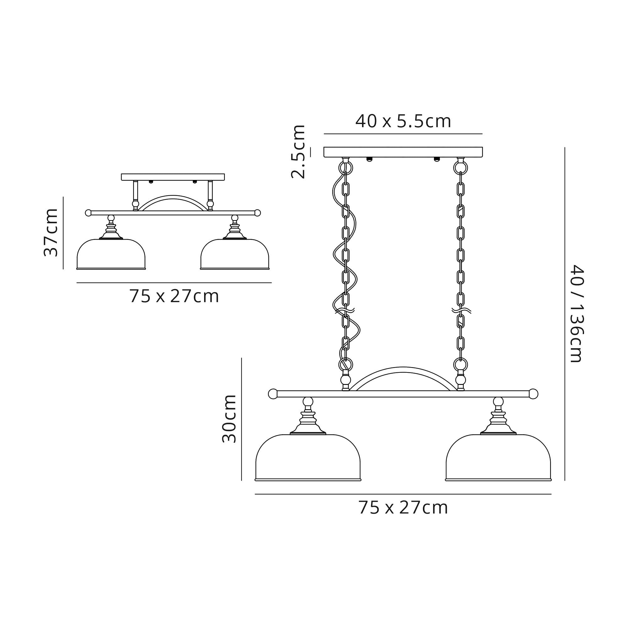 NL86279 Sakkas 2 Light Pendant/Ceiling Light Satin Nickel Frosted