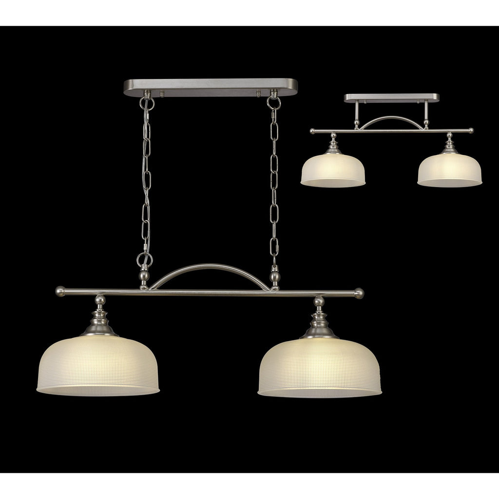 NL86279 Sakkas 2 Light Pendant/Ceiling Light Satin Nickel Frosted
