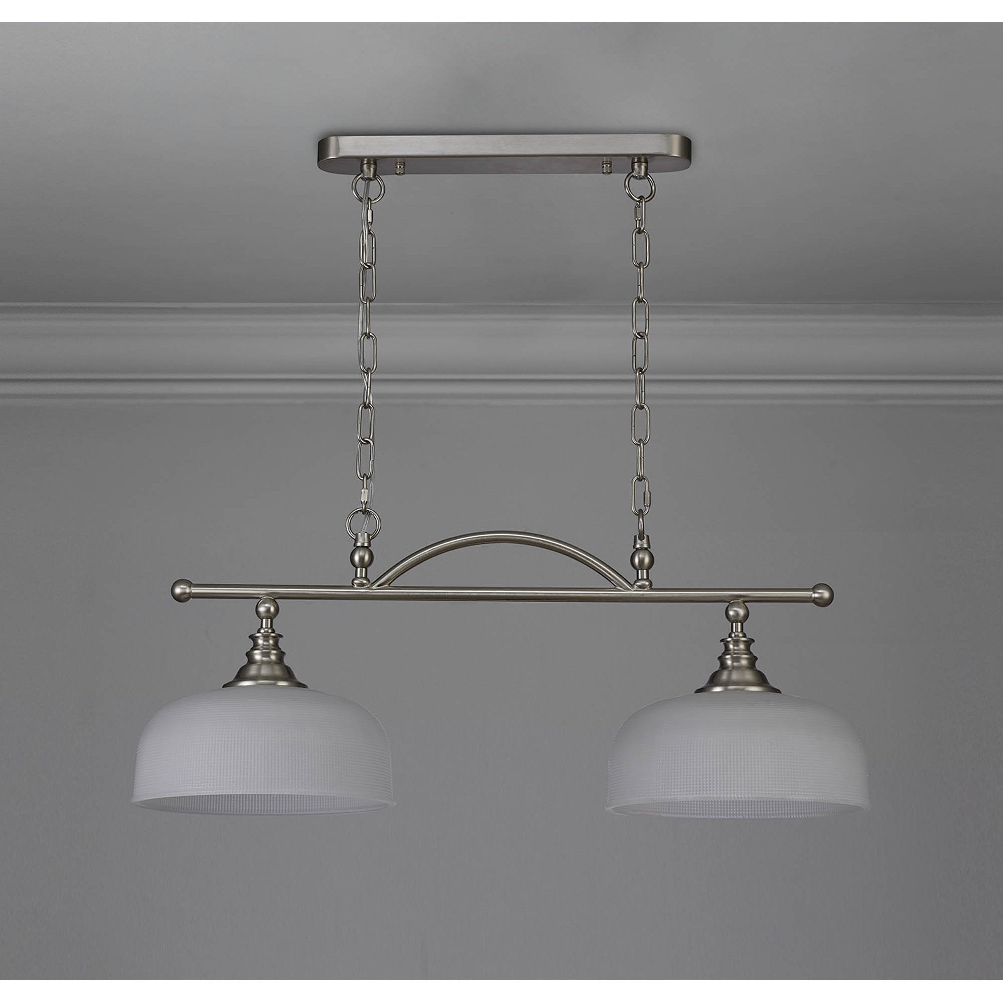 NL86279 Sakkas 2 Light Pendant/Ceiling Light Satin Nickel Frosted
