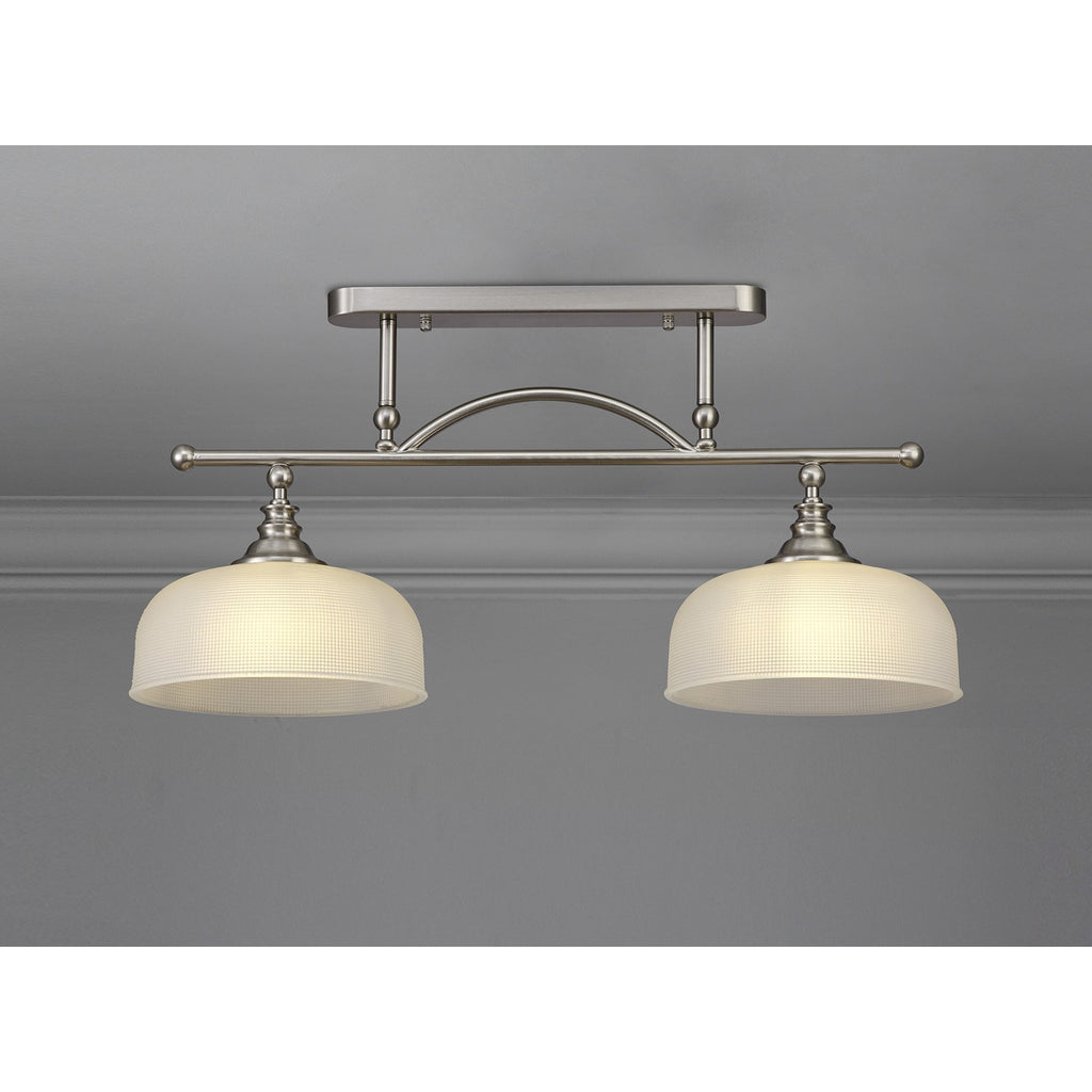 NL86279 Sakkas 2 Light Pendant/Ceiling Light Satin Nickel Frosted