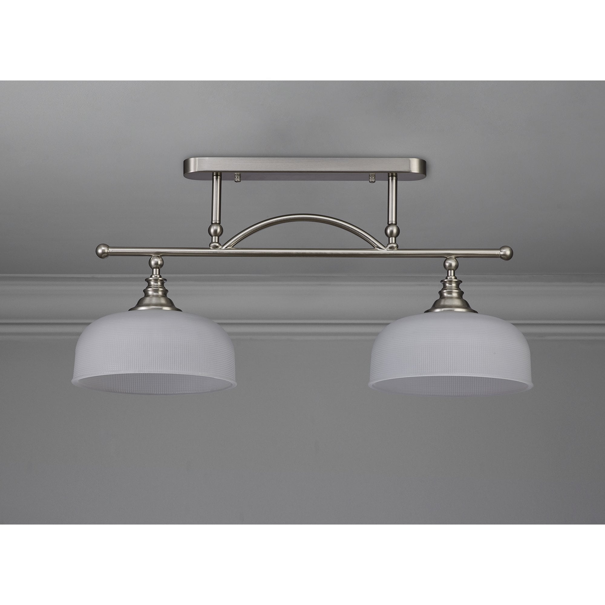NL86279 Sakkas 2 Light Pendant/Ceiling Light Satin Nickel Frosted