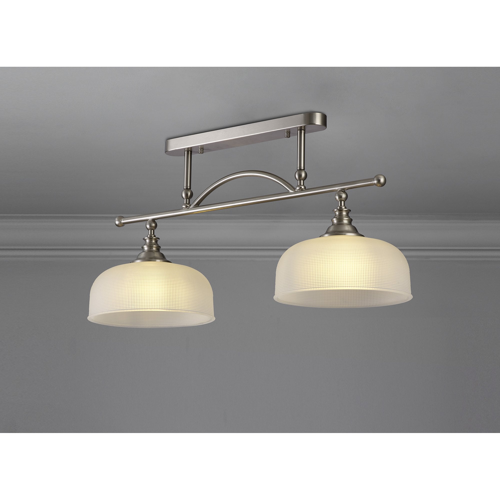 NL86279 Sakkas 2 Light Pendant/Ceiling Light Satin Nickel Frosted