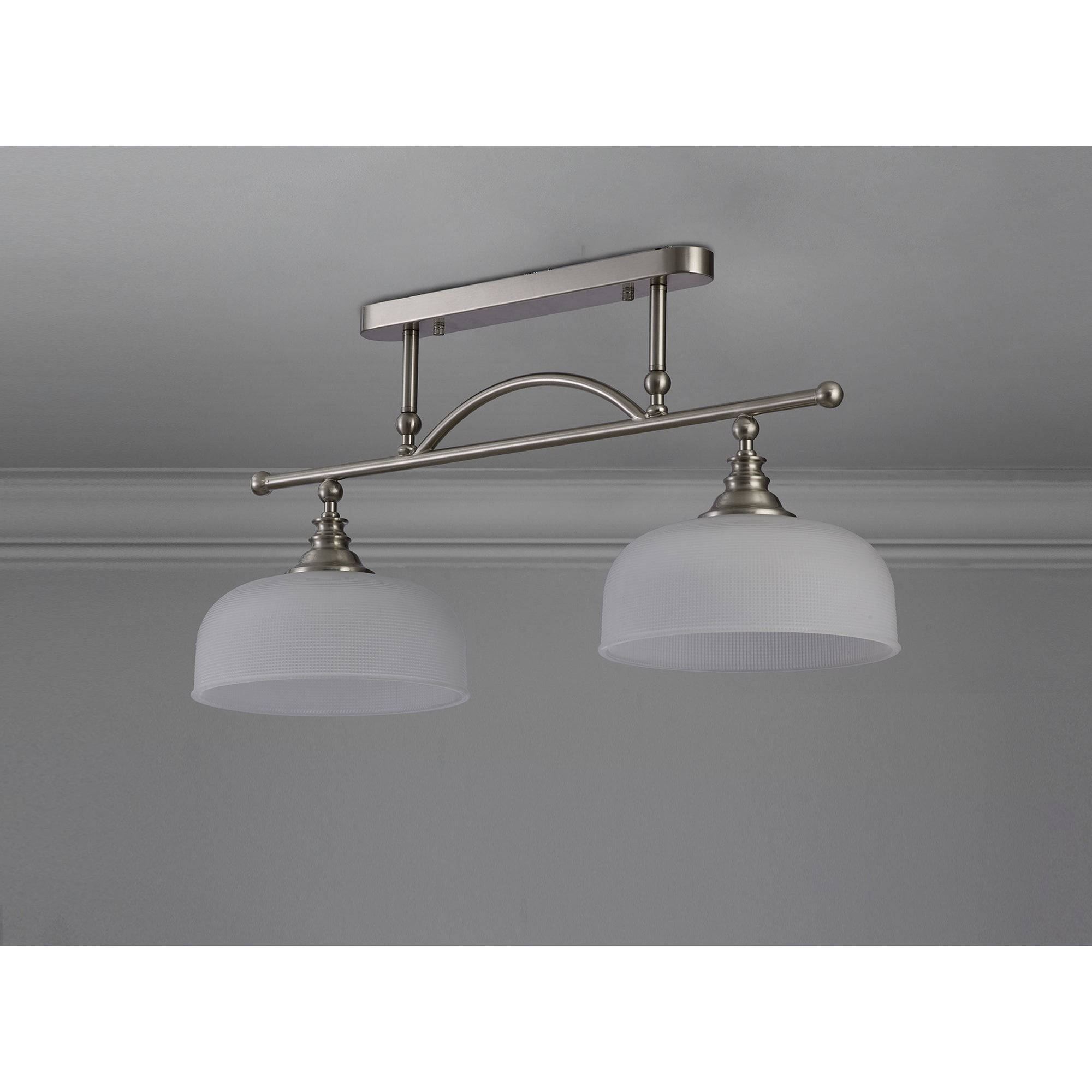 NL86279 Sakkas 2 Light Pendant/Ceiling Light Satin Nickel Frosted