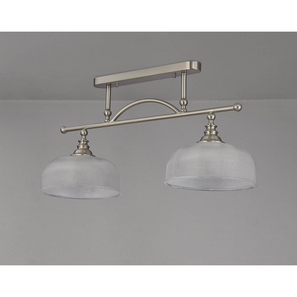 NL86279 Sakkas 2 Light Pendant/Ceiling Light Satin Nickel Frosted
