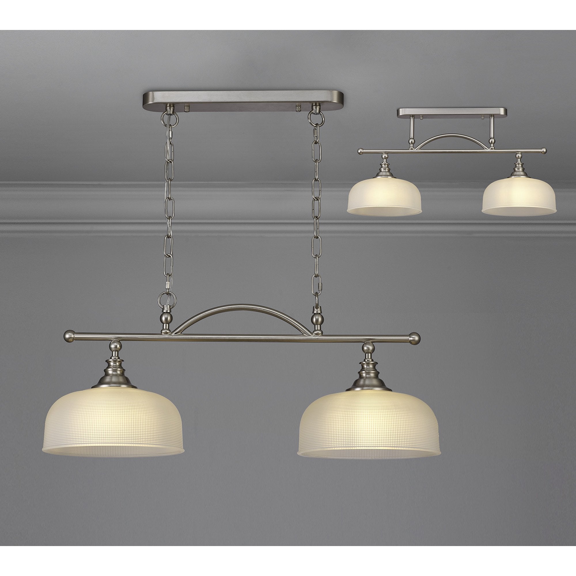 NL86279 Sakkas 2 Light Pendant/Ceiling Light Satin Nickel Frosted