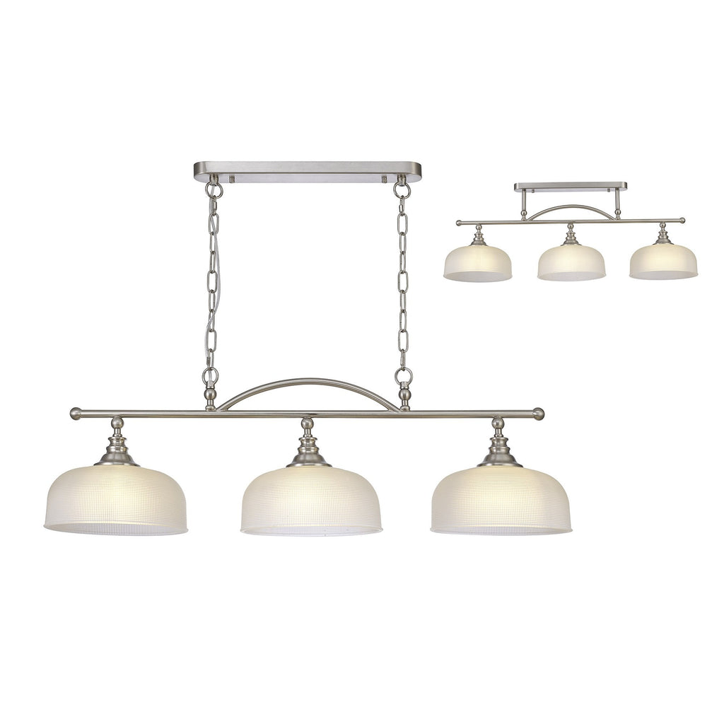 NL86289 Sakkas 3 Light Pendant/Ceiling Light Satin Nickel Frosted