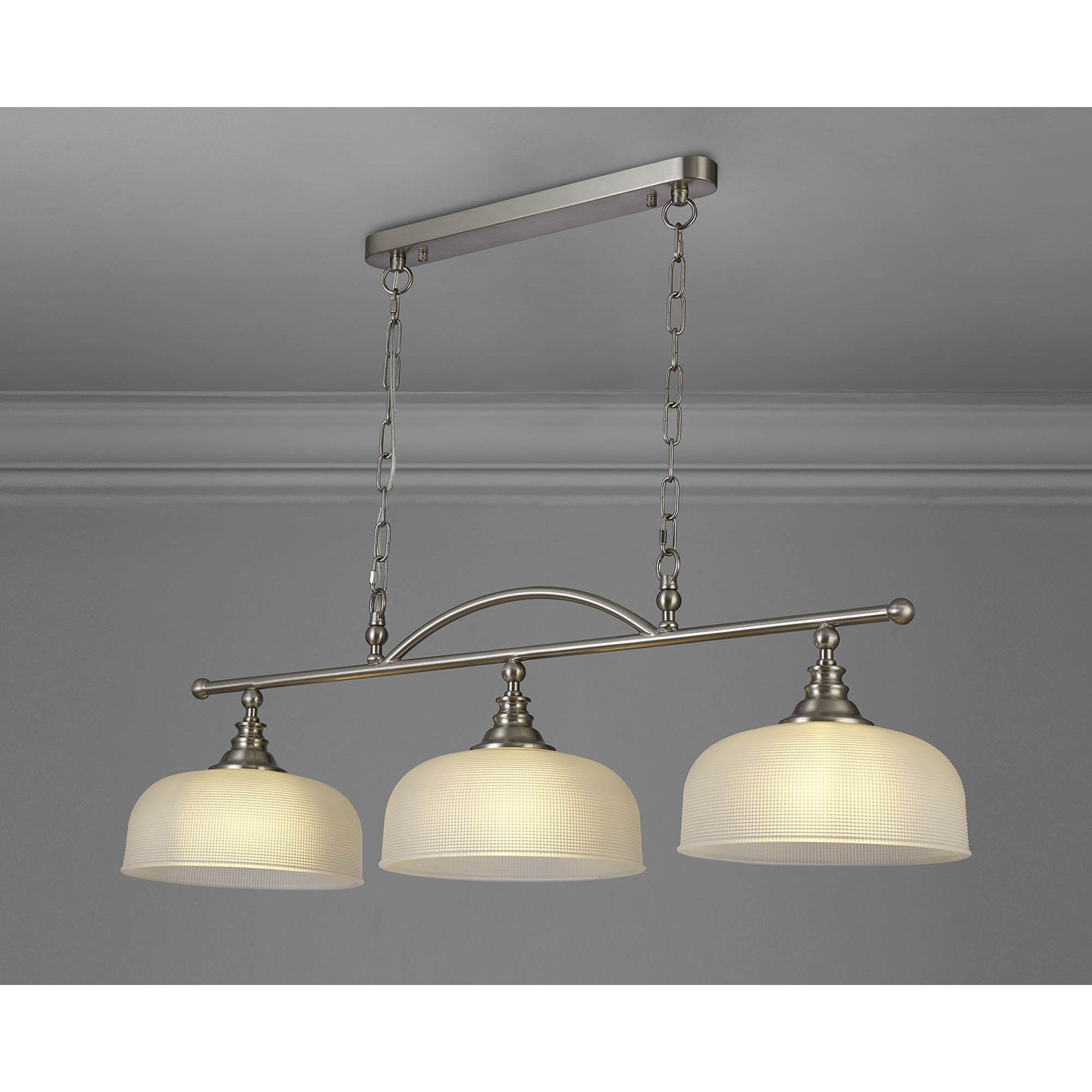 NL86289 Sakkas 3 Light Pendant/Ceiling Light Satin Nickel Frosted