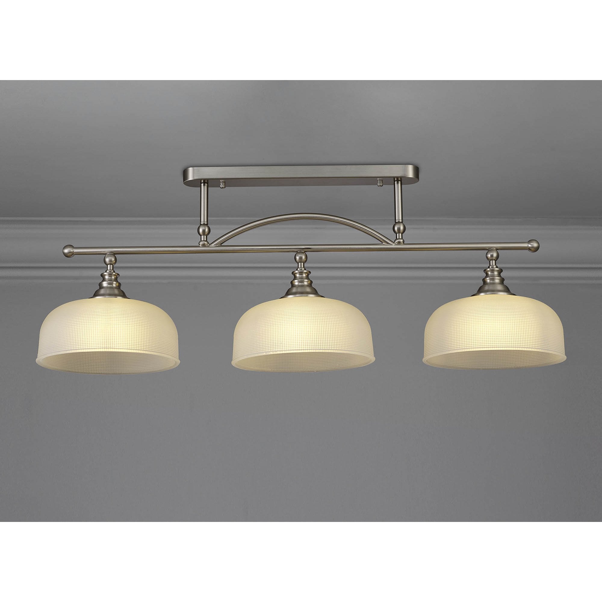 NL86289 Sakkas 3 Light Pendant/Ceiling Light Satin Nickel Frosted