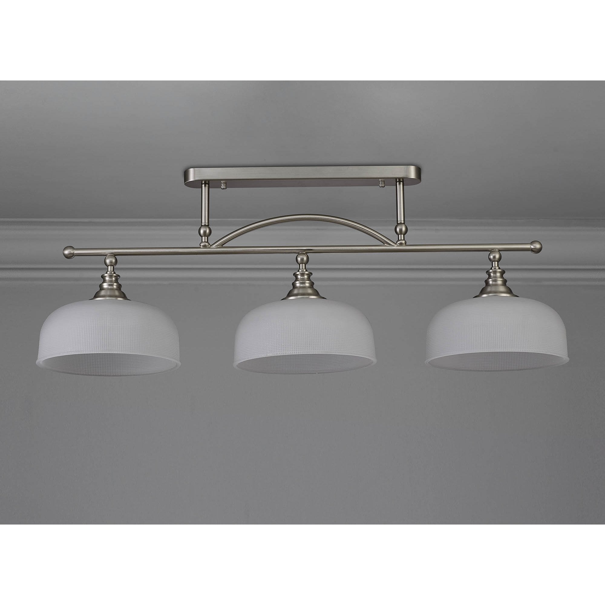 NL86289 Sakkas 3 Light Pendant/Ceiling Light Satin Nickel Frosted