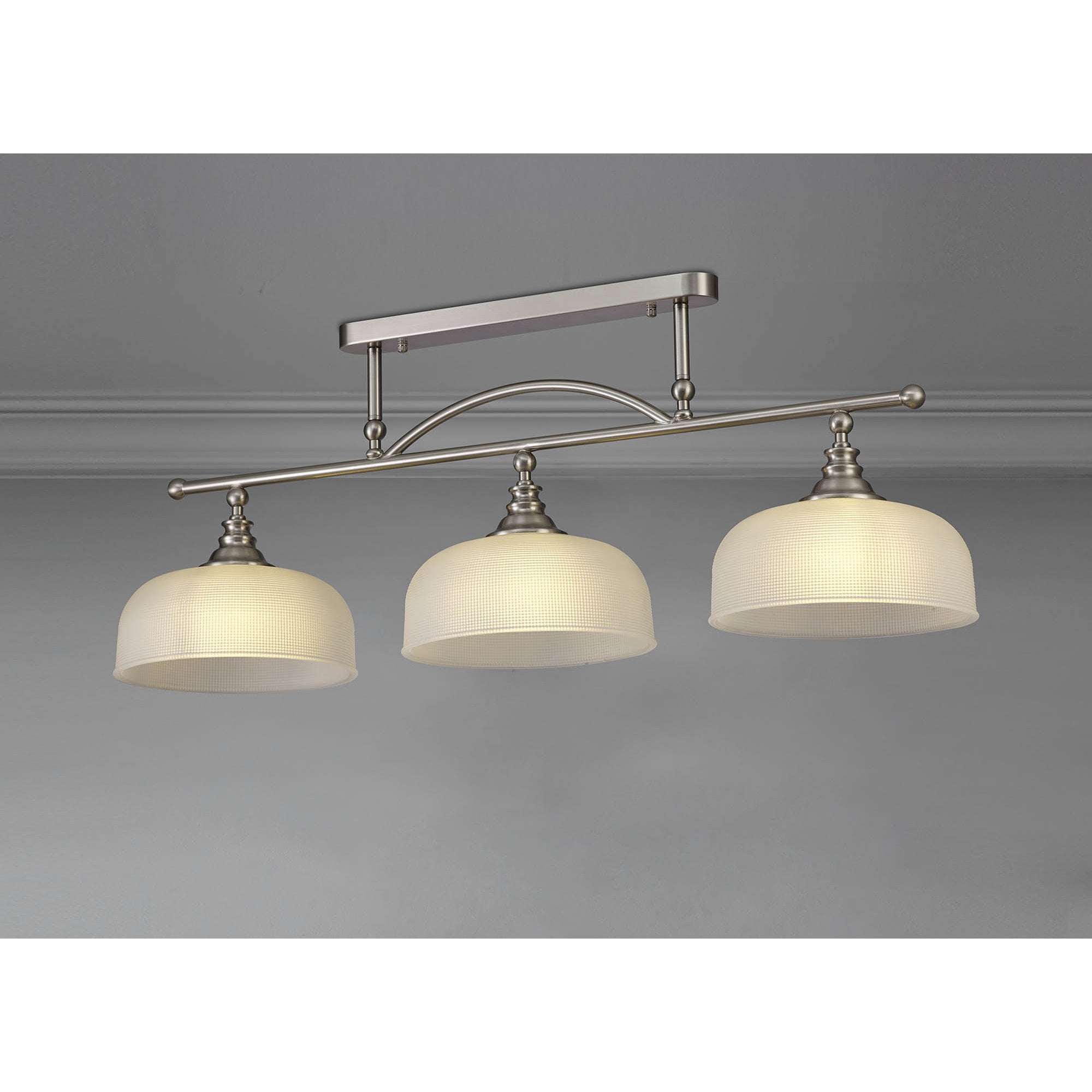 NL86289 Sakkas 3 Light Pendant/Ceiling Light Satin Nickel Frosted