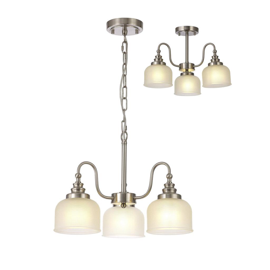 NL86299 Sakkas 3 Light Pendant/Ceiling Light Satin Nickel Frosted