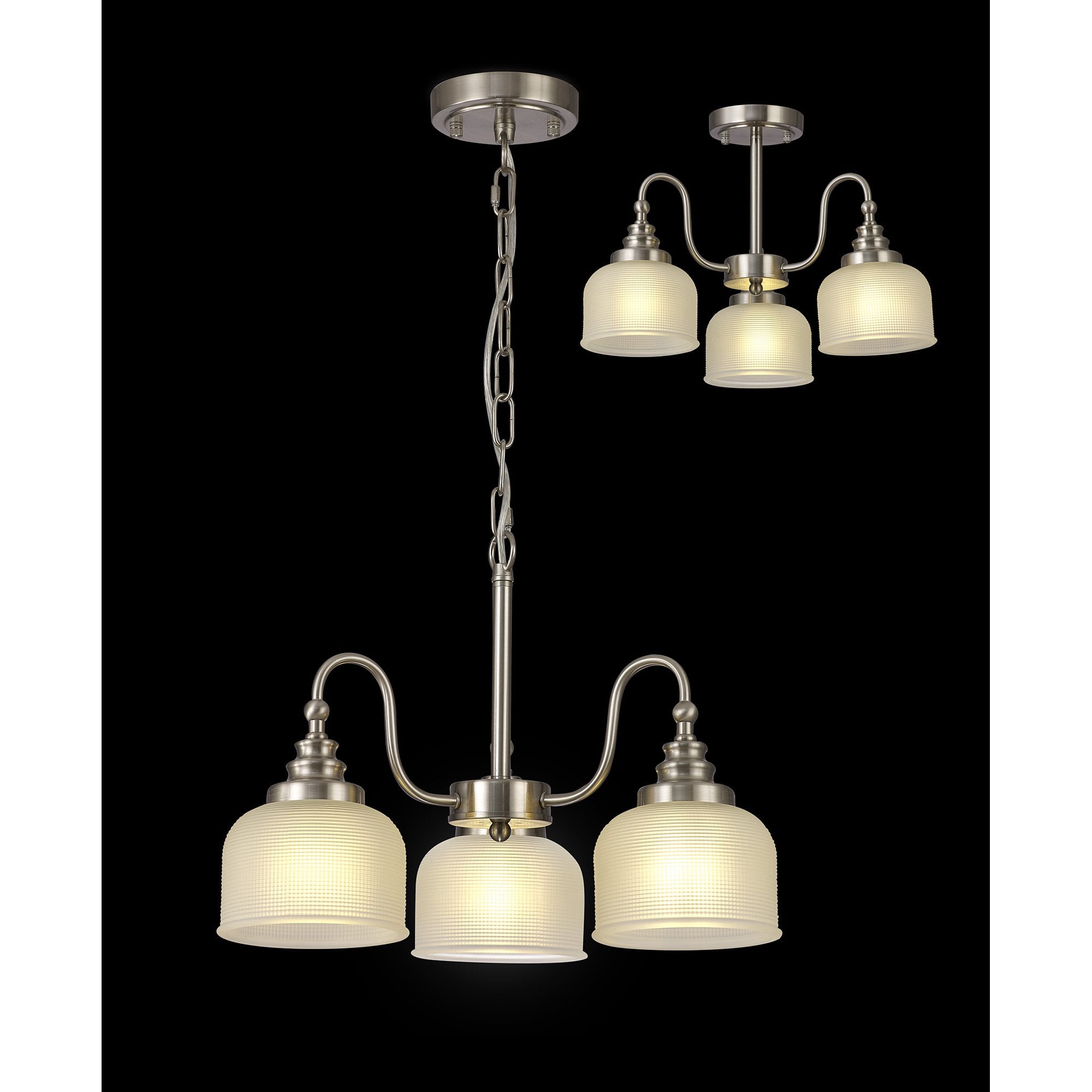 NL86299 Sakkas 3 Light Pendant/Ceiling Light Satin Nickel Frosted