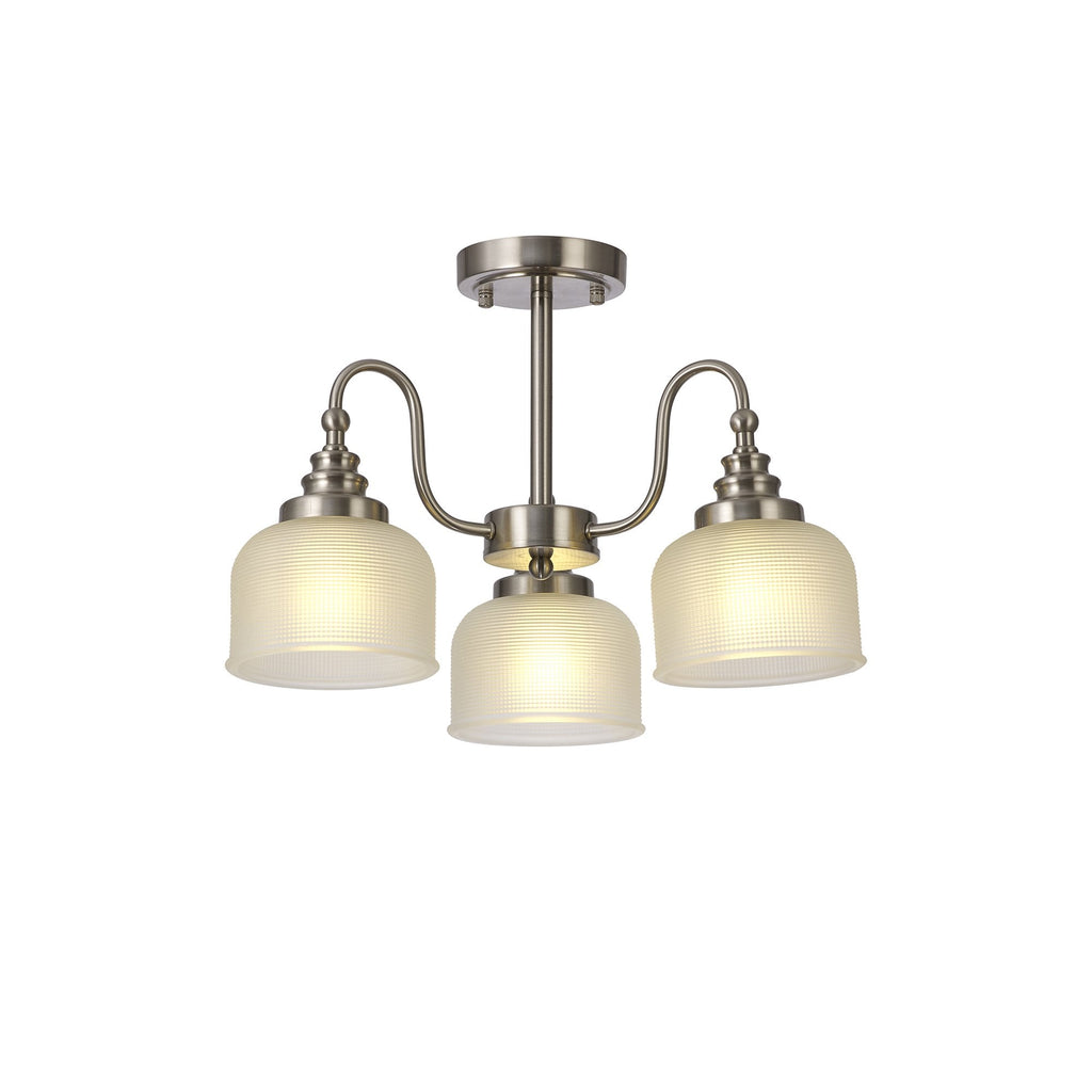 NL86299 Sakkas 3 Light Pendant/Ceiling Light Satin Nickel Frosted