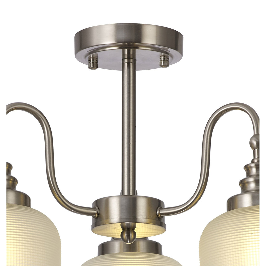 NL86299 Sakkas 3 Light Pendant/Ceiling Light Satin Nickel Frosted