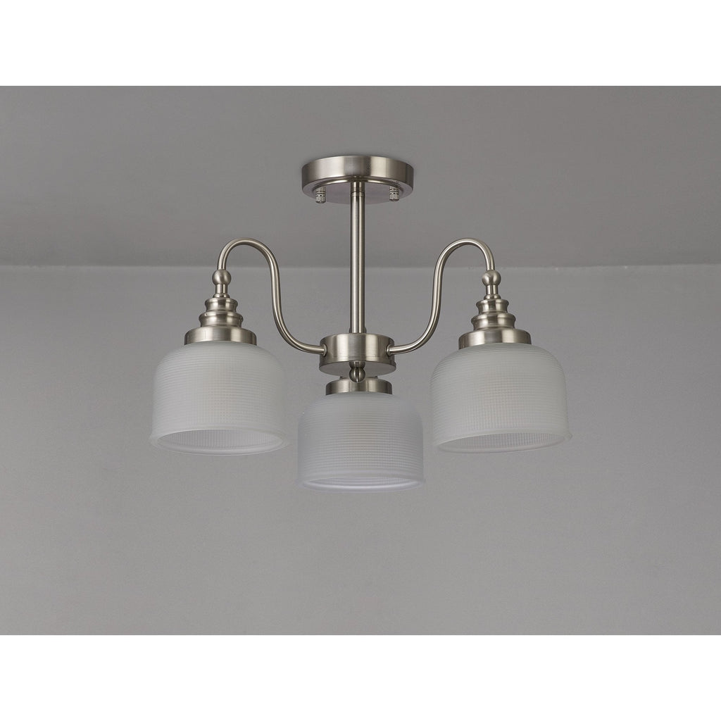 NL86299 Sakkas 3 Light Pendant/Ceiling Light Satin Nickel Frosted