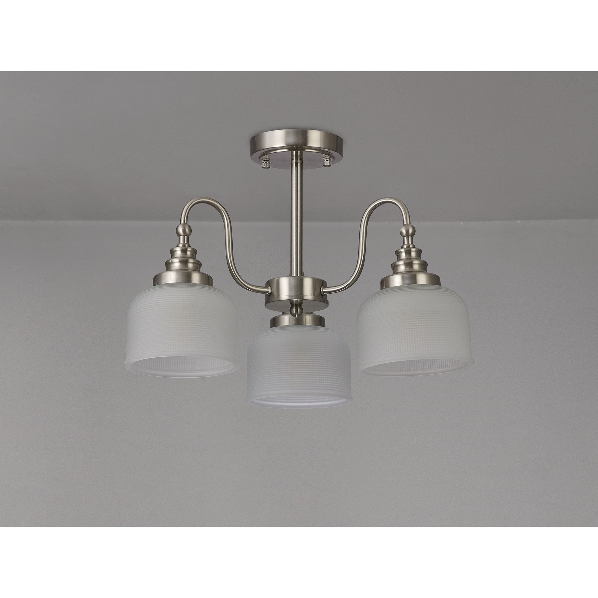 NL86299 Sakkas 3 Light Pendant/Ceiling Light Satin Nickel Frosted