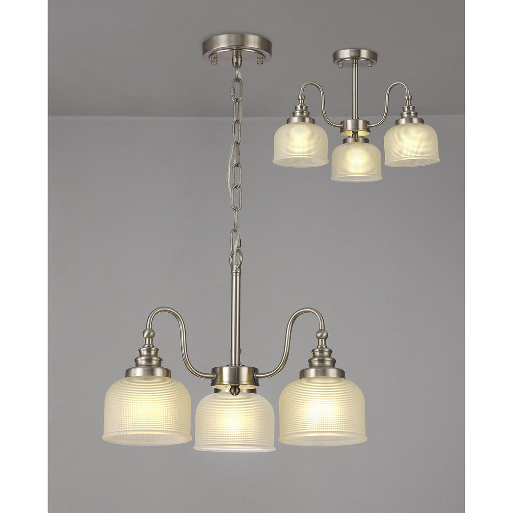 NL86299 Sakkas 3 Light Pendant/Ceiling Light Satin Nickel Frosted
