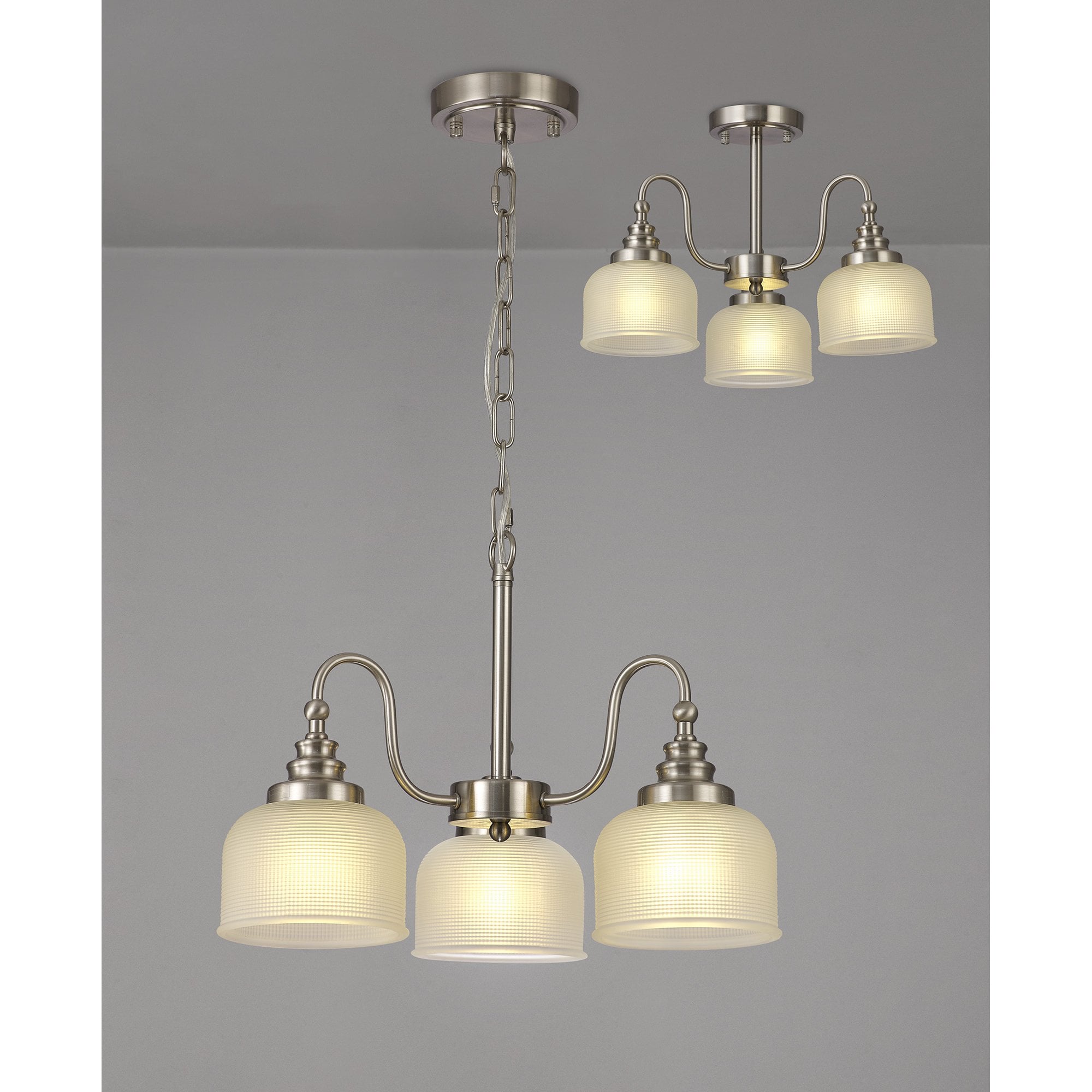 NL86299 Sakkas 3 Light Pendant/Ceiling Light Satin Nickel Frosted