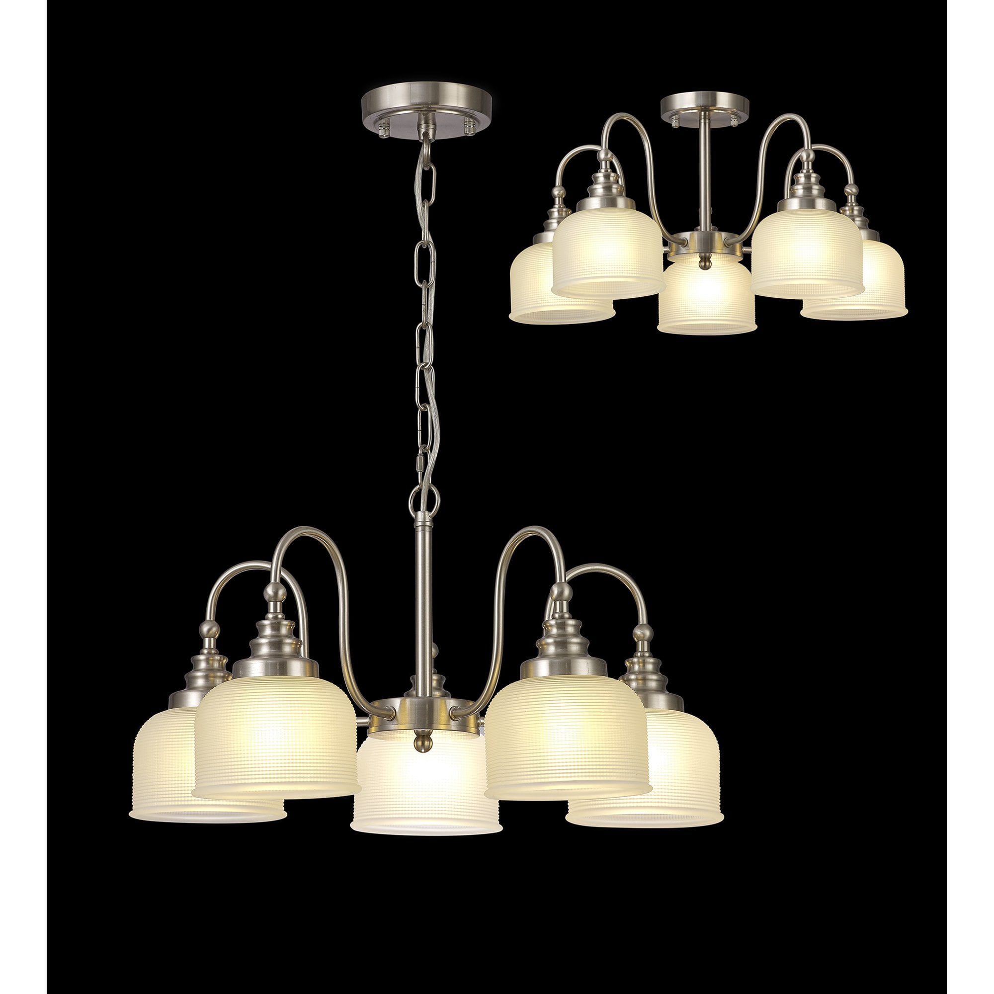 NL86309 Sakkas 5 Light Pendant/Ceiling Light Satin Nickel Frosted