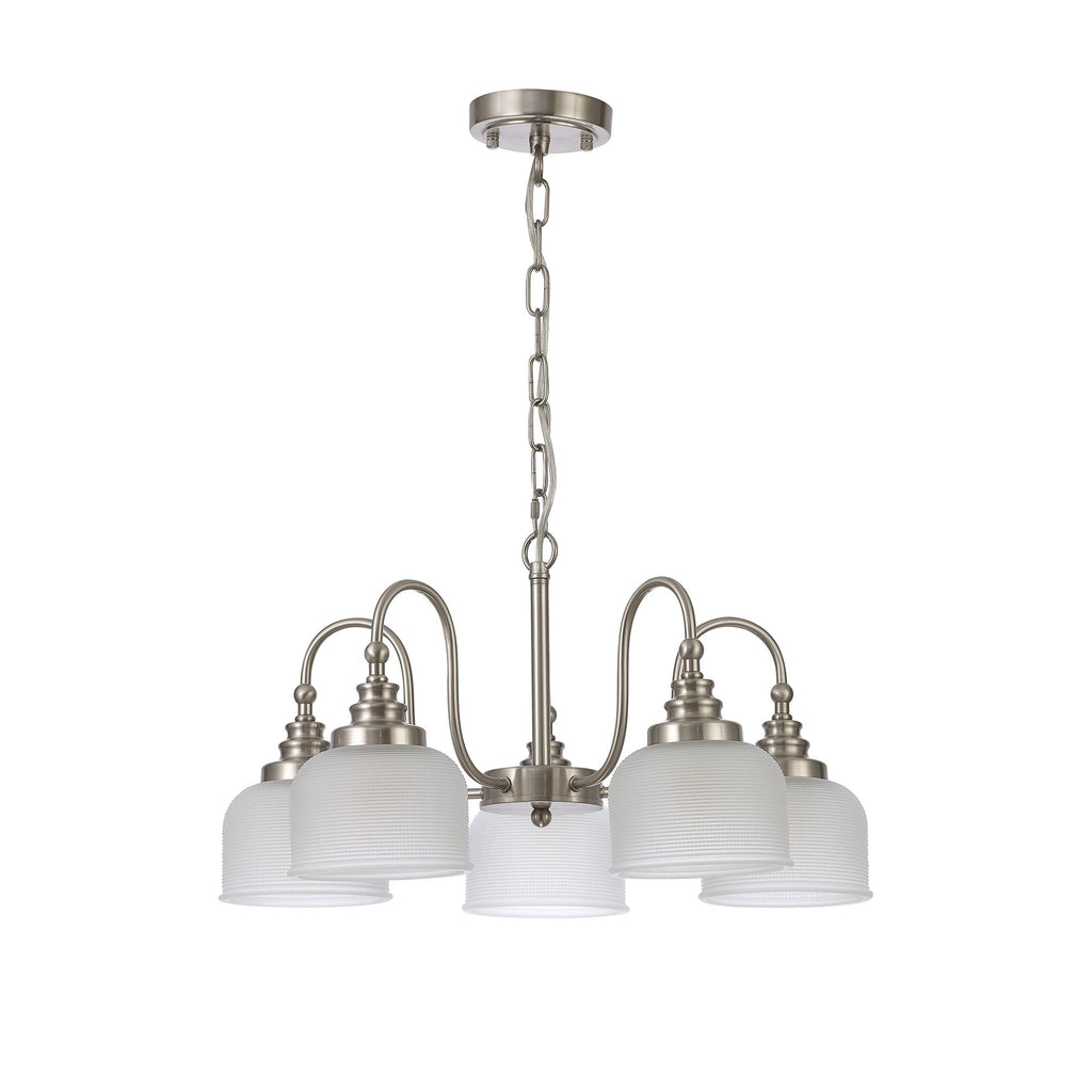 NL86309 Sakkas 5 Light Pendant/Ceiling Light Satin Nickel Frosted