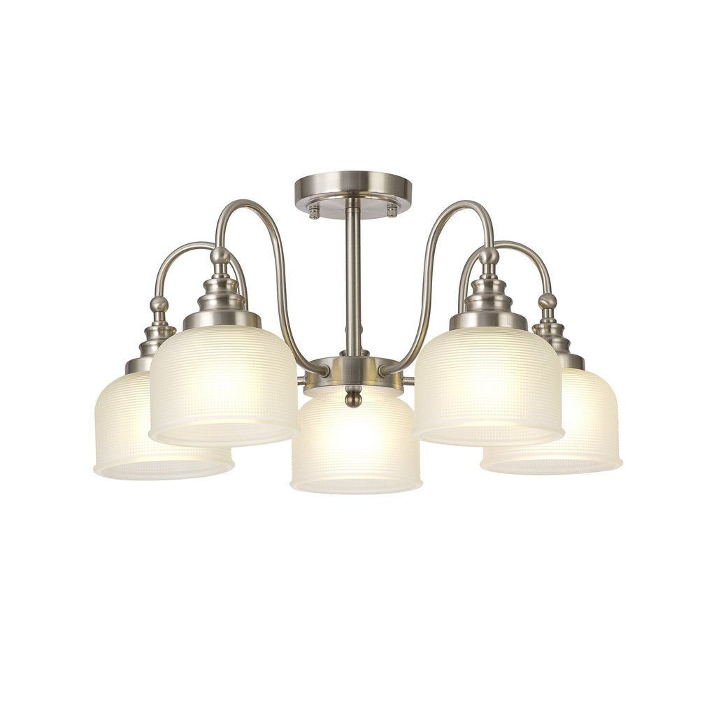NL86309 Sakkas 5 Light Pendant/Ceiling Light Satin Nickel Frosted