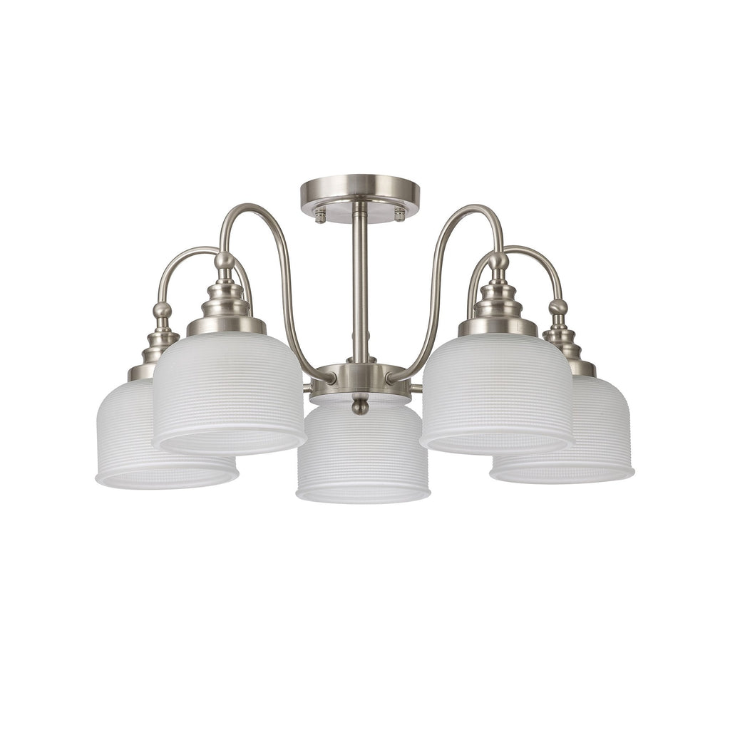NL86309 Sakkas 5 Light Pendant/Ceiling Light Satin Nickel Frosted