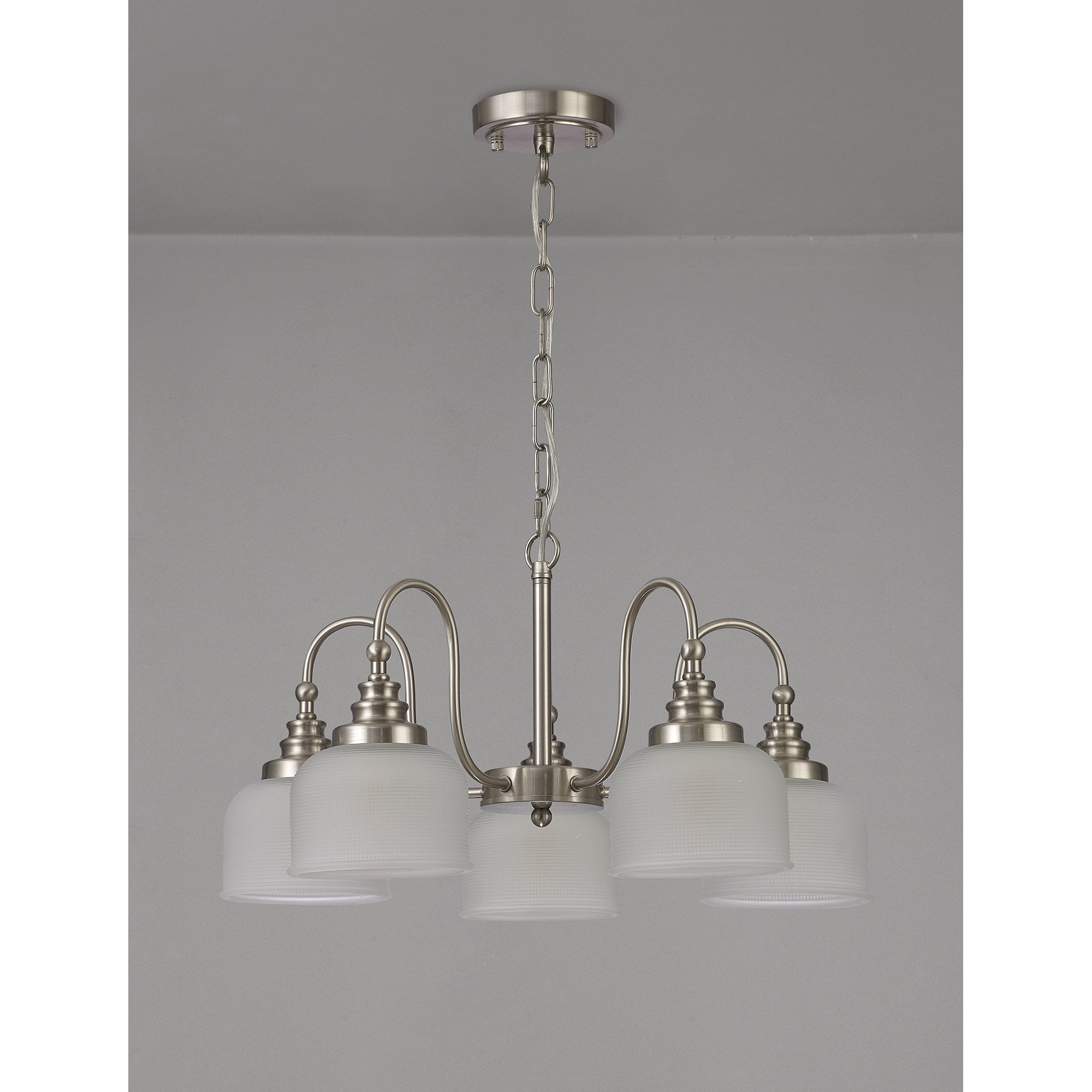 NL86309 Sakkas 5 Light Pendant/Ceiling Light Satin Nickel Frosted