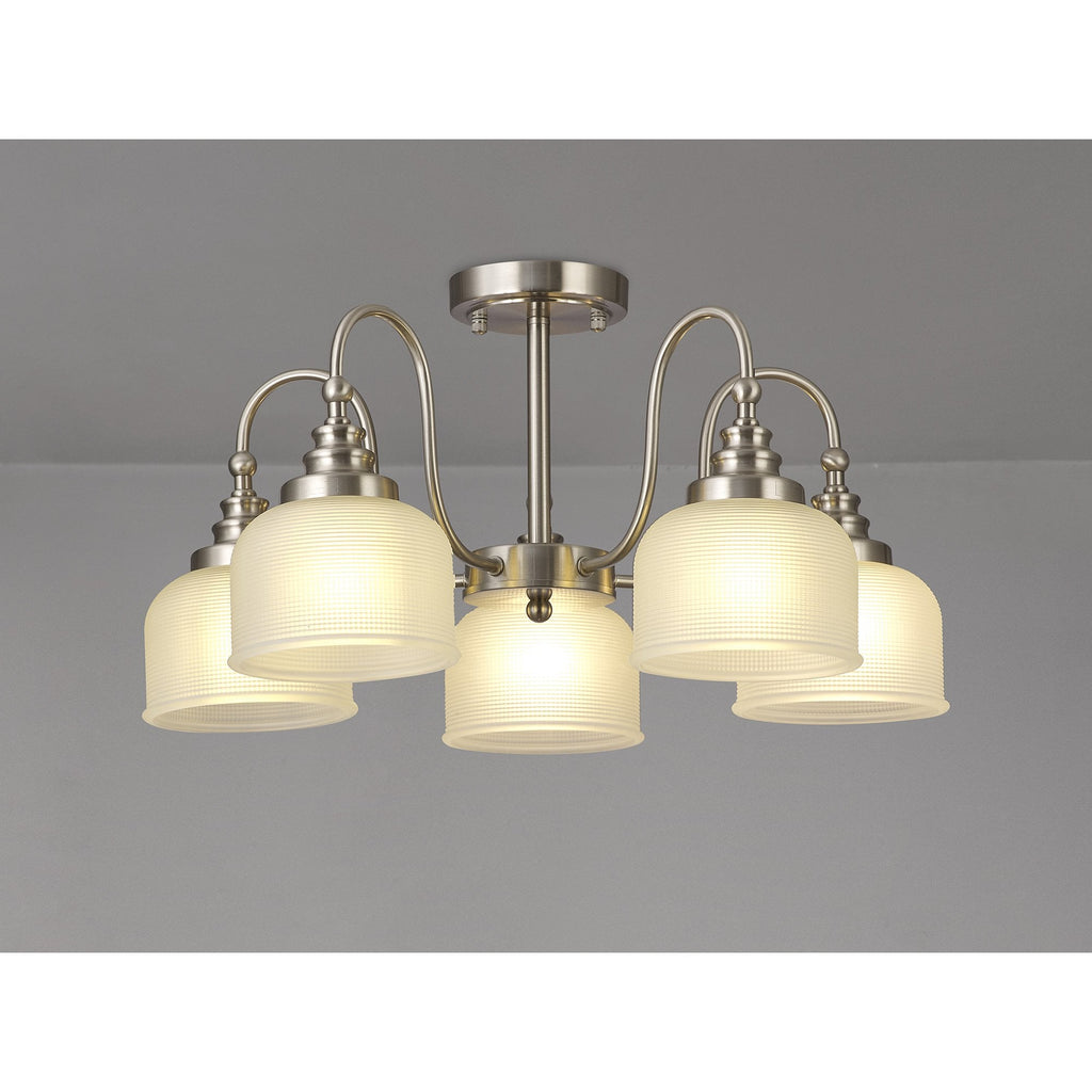 NL86309 Sakkas 5 Light Pendant/Ceiling Light Satin Nickel Frosted