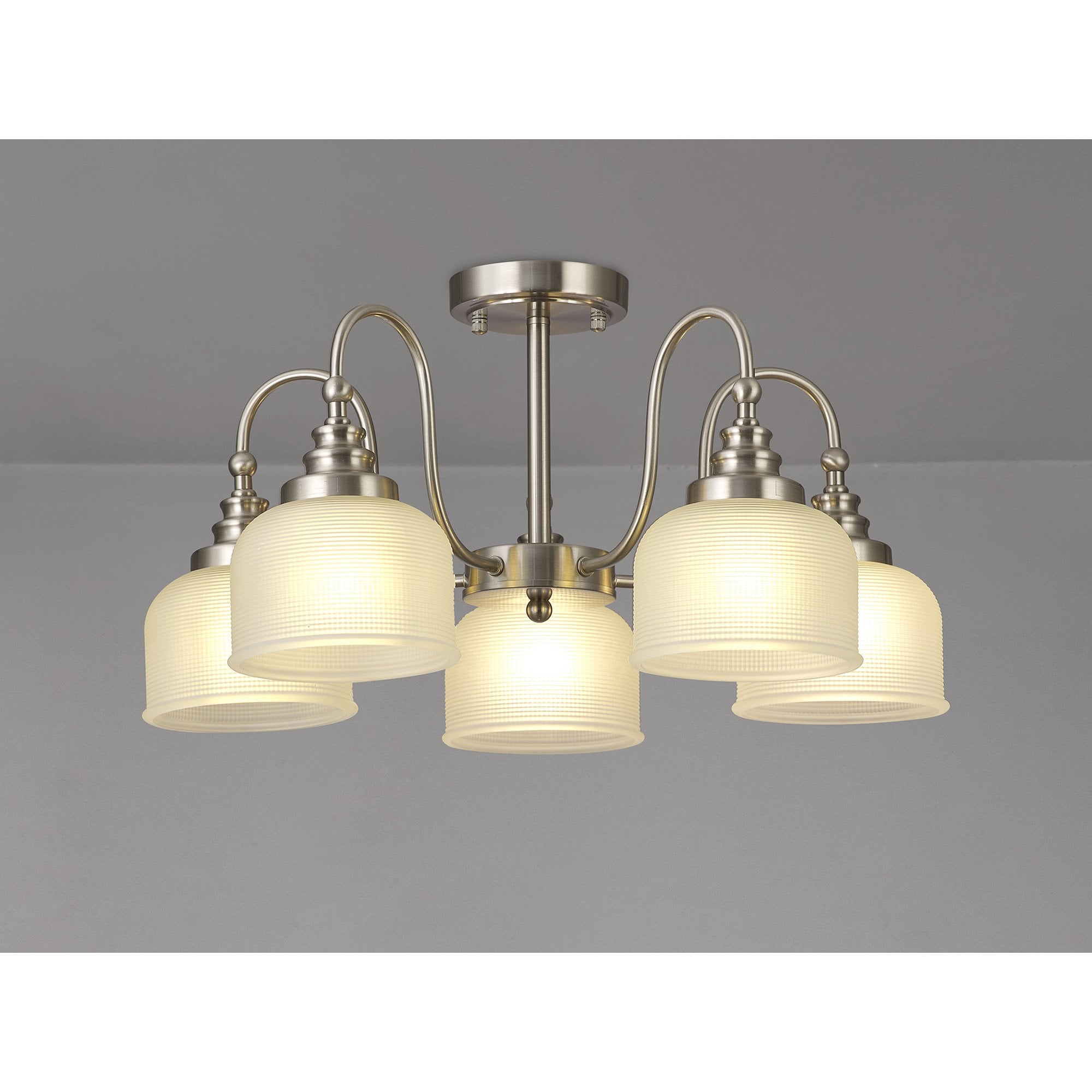 NL86309 Sakkas 5 Light Pendant/Ceiling Light Satin Nickel Frosted