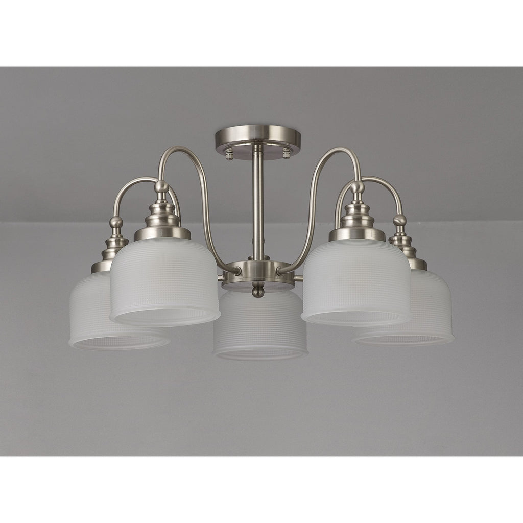 NL86309 Sakkas 5 Light Pendant/Ceiling Light Satin Nickel Frosted