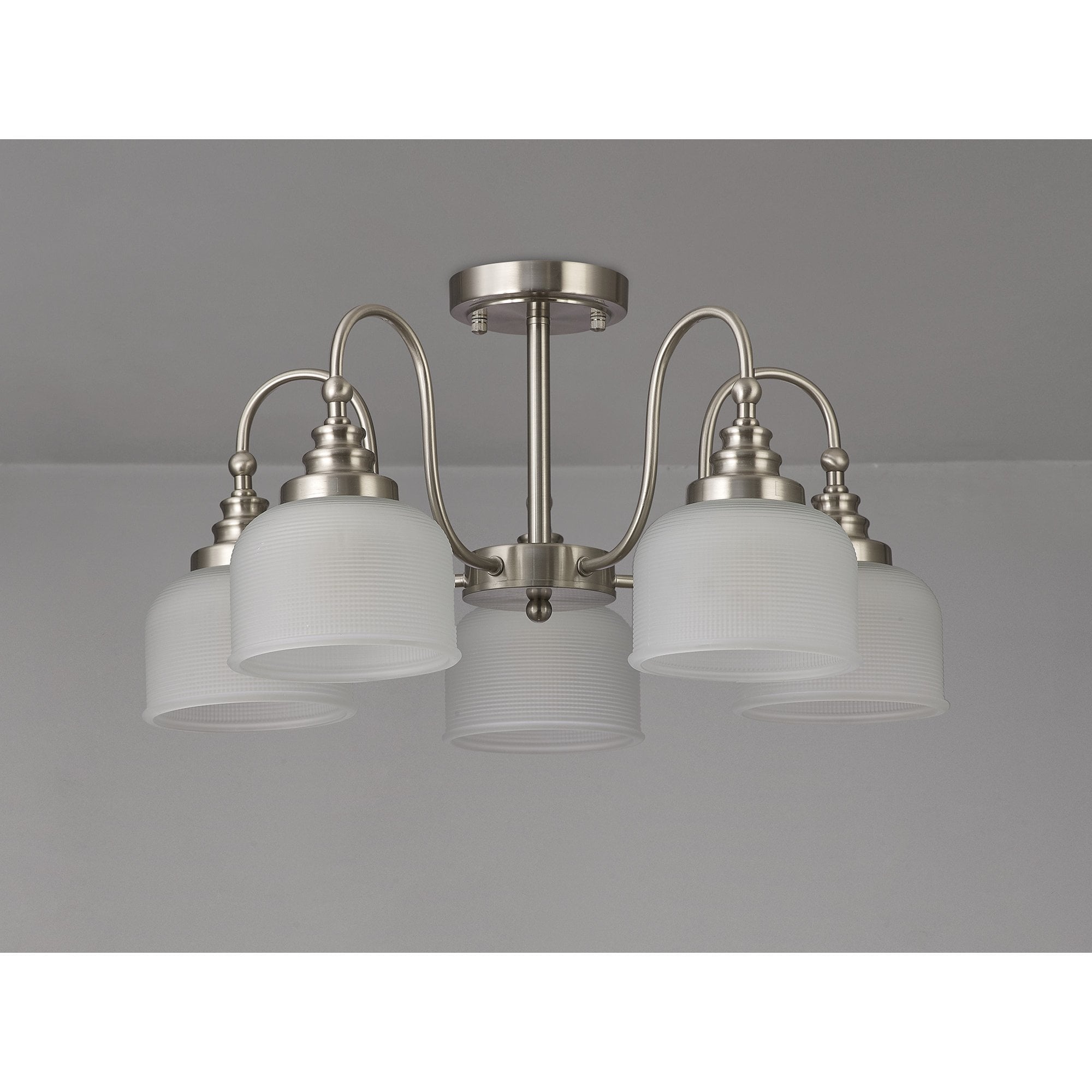 NL86309 Sakkas 5 Light Pendant/Ceiling Light Satin Nickel Frosted