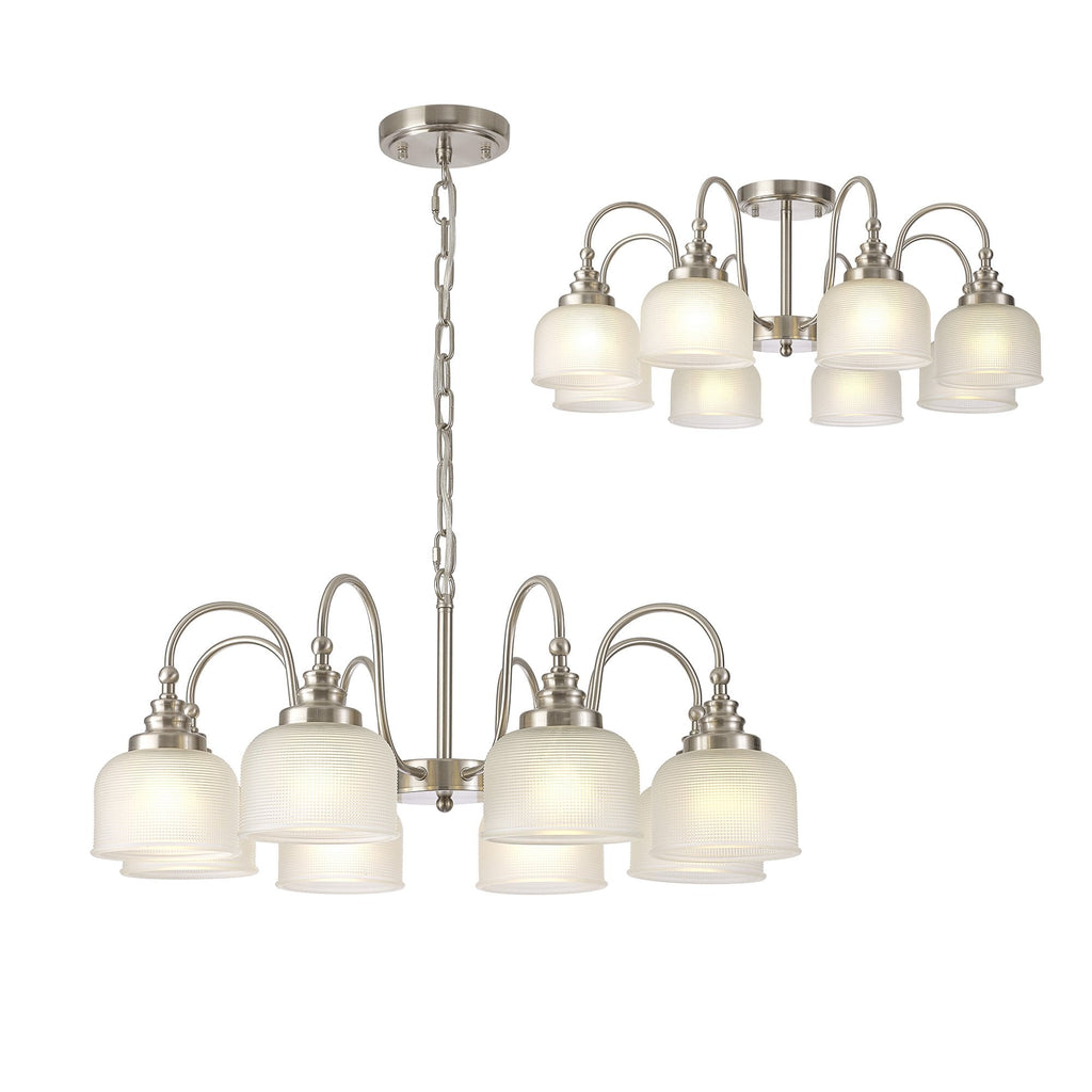 NL86319 Sakkas 8 Light Pendant/Ceiling Light Satin Nickel Frosted