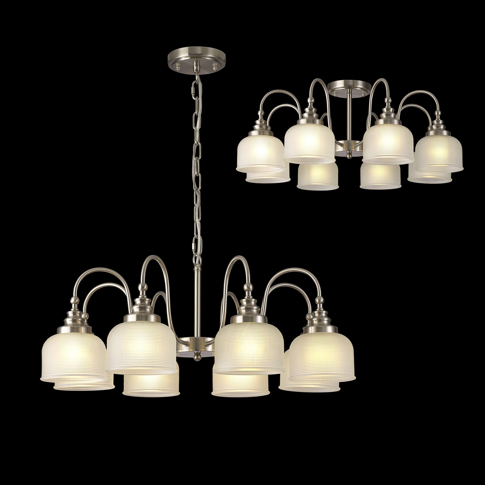 NL86319 Sakkas 8 Light Pendant/Ceiling Light Satin Nickel Frosted