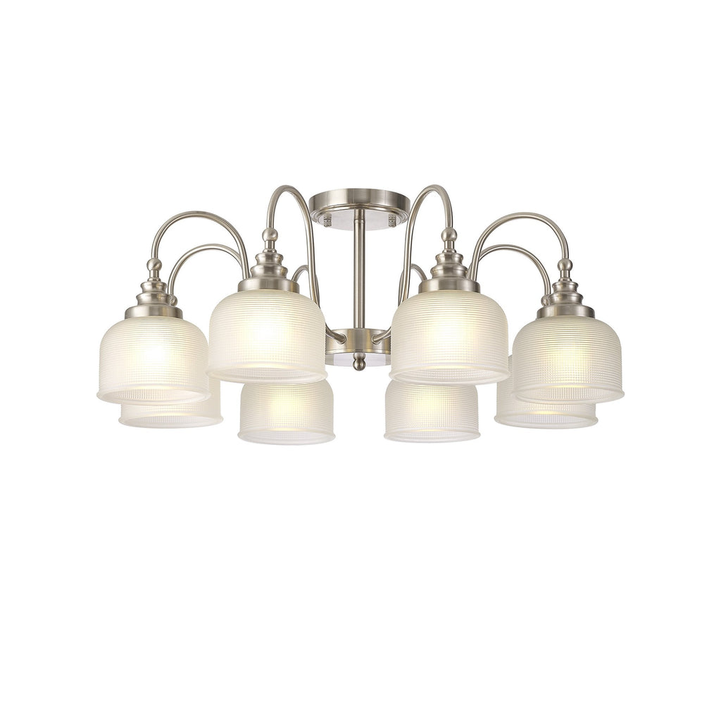 NL86319 Sakkas 8 Light Pendant/Ceiling Light Satin Nickel Frosted
