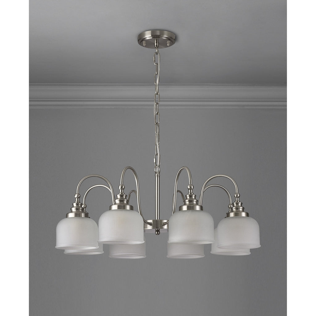 NL86319 Sakkas 8 Light Pendant/Ceiling Light Satin Nickel Frosted