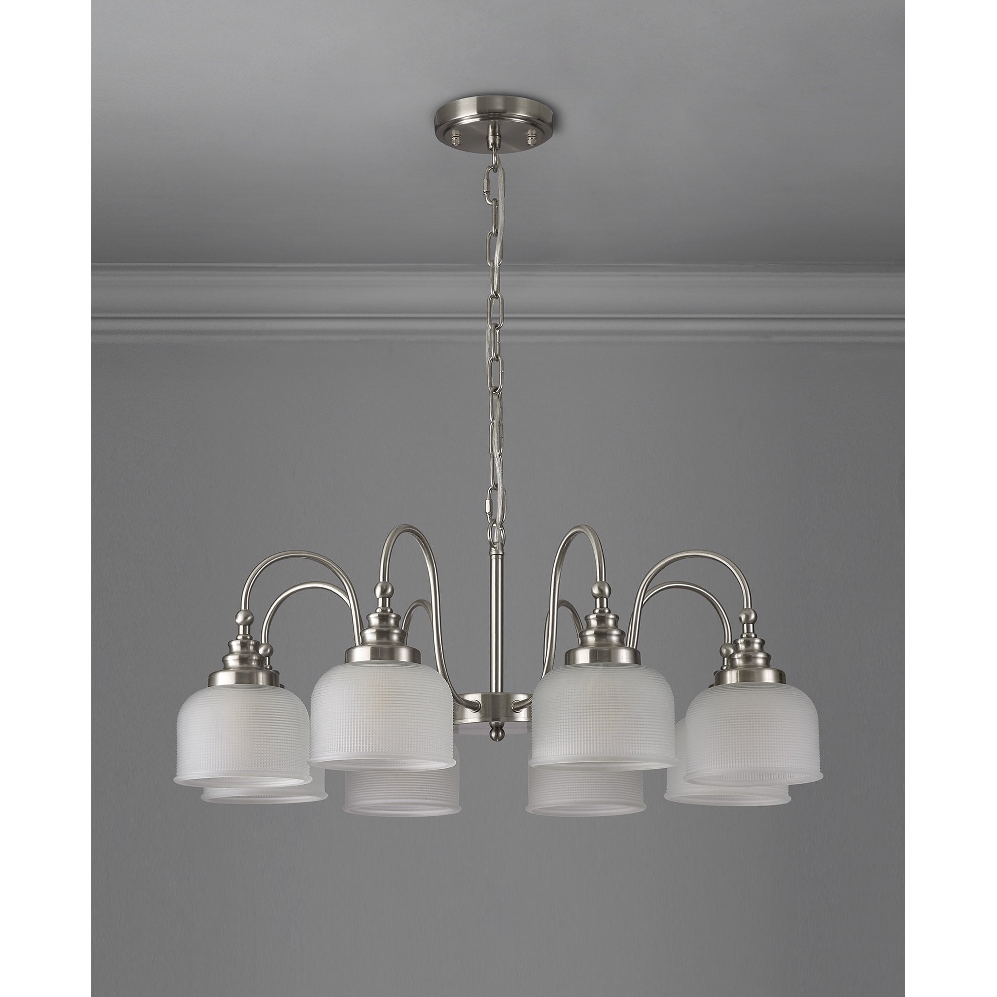 NL86319 Sakkas 8 Light Pendant/Ceiling Light Satin Nickel Frosted