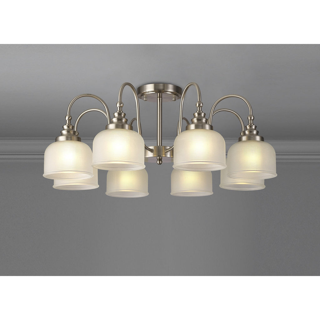 NL86319 Sakkas 8 Light Pendant/Ceiling Light Satin Nickel Frosted