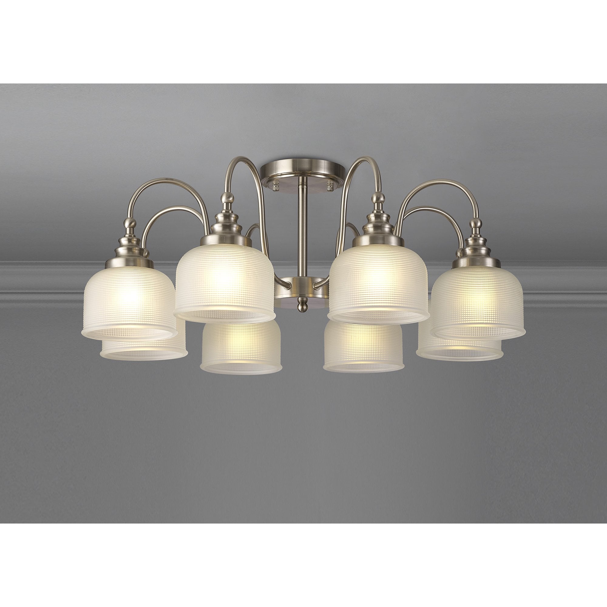 NL86319 Sakkas 8 Light Pendant/Ceiling Light Satin Nickel Frosted